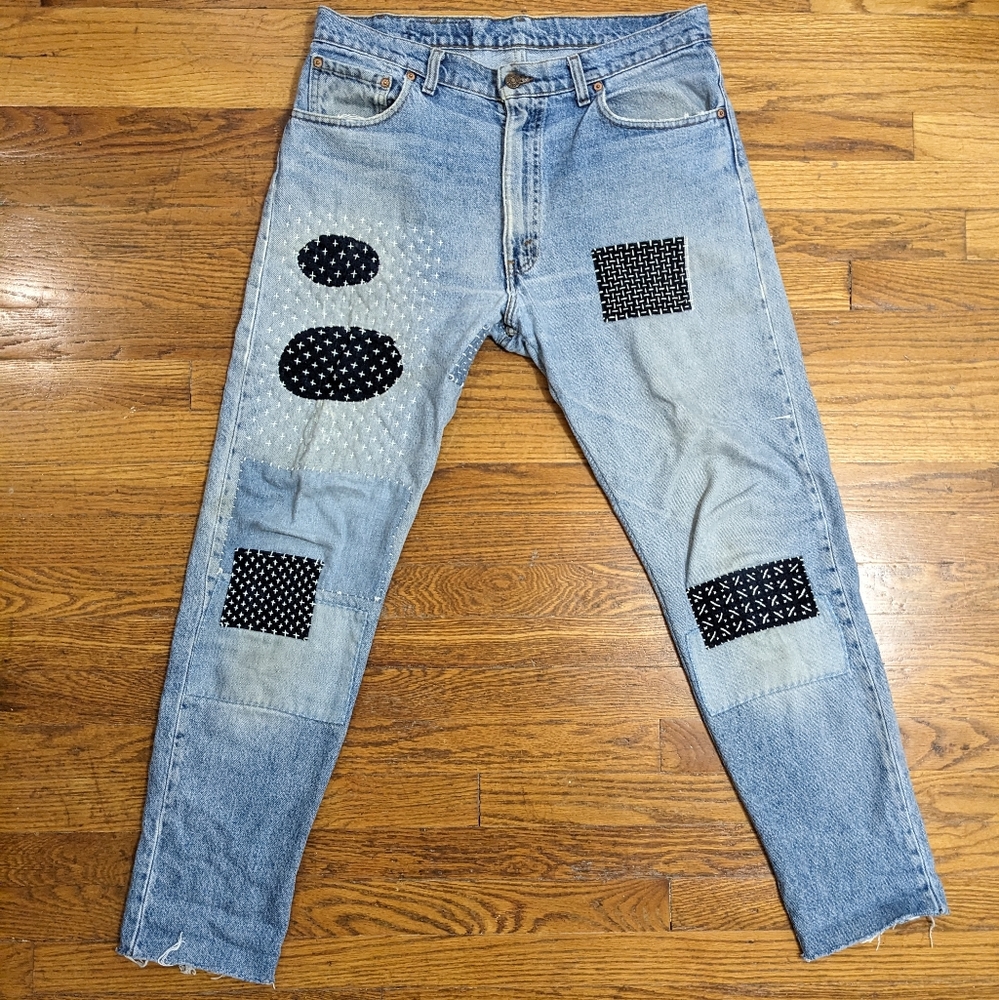 Vintage Levi's Patched Sashiko jeans 35x29